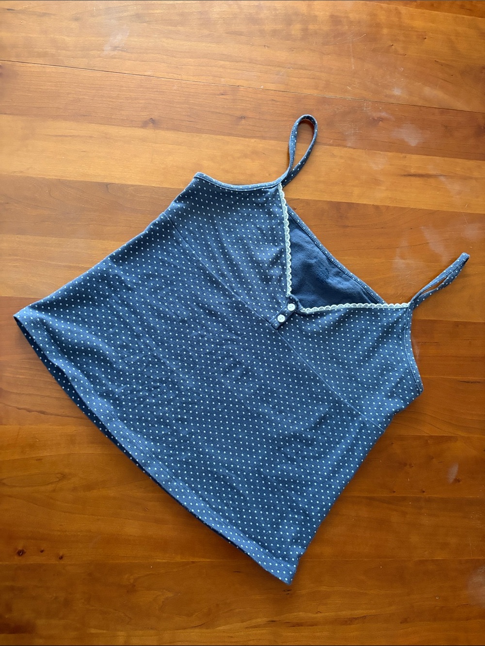 Brandy Melville Blue Polka Dot Lace-Trim Cami